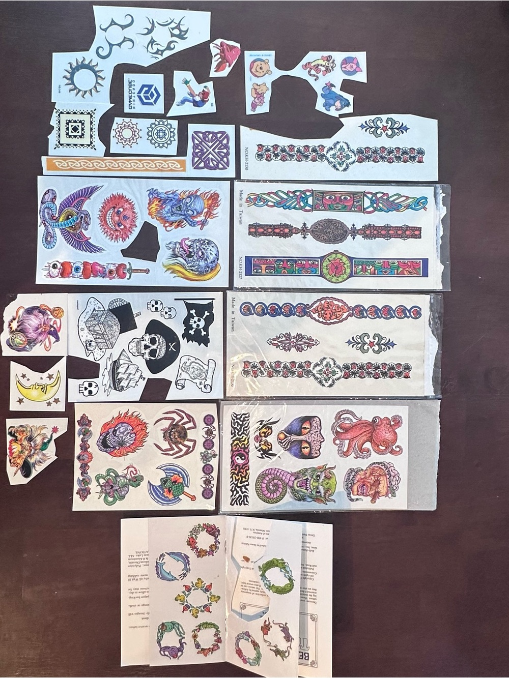 Variety of temporary tattoos from the 90โs to early 2000โs
